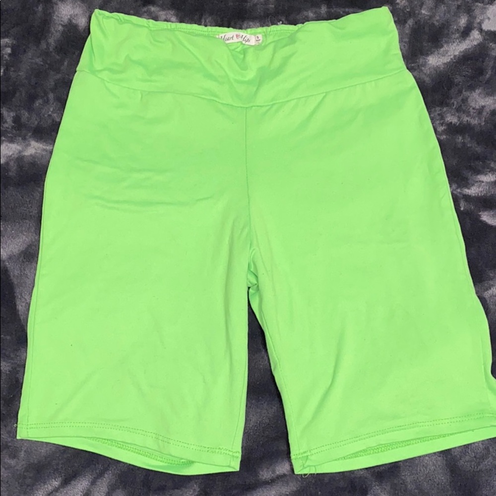 Neon green biker shorts